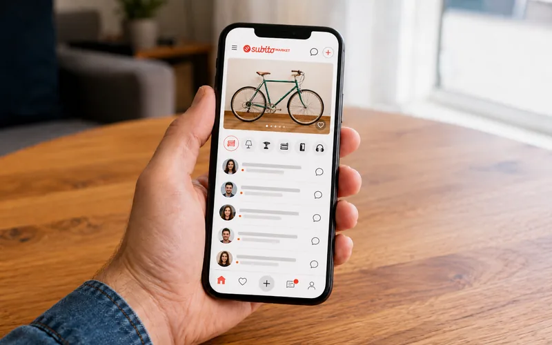 Smartphone con l'app Subito.it e diverse richieste ricevute da potenziali acquirenti