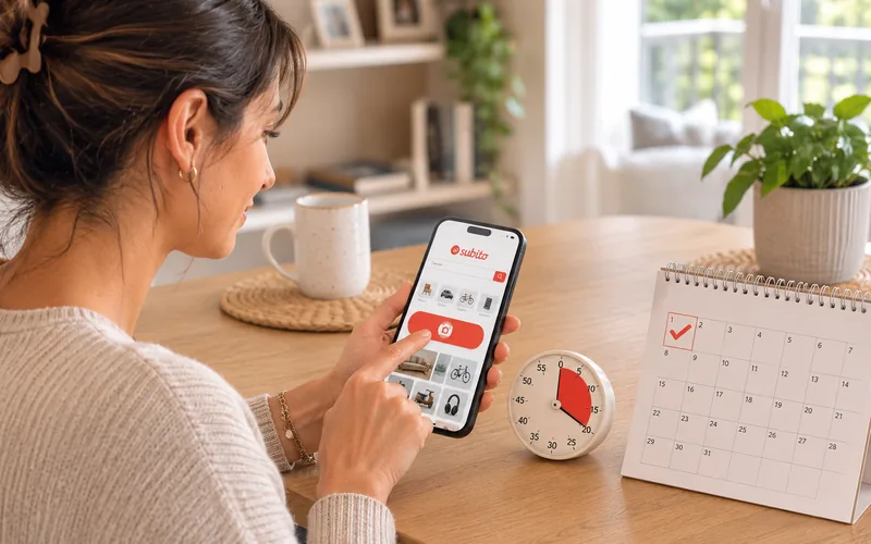 Donna inizia una semplice routine su Subito.it con timer e calendario